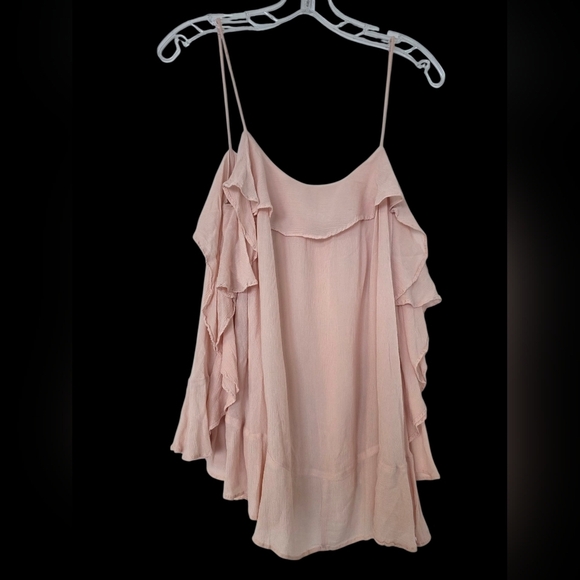 Free People Tops - Free People Light Pink Ruffle Camisole Size Medium